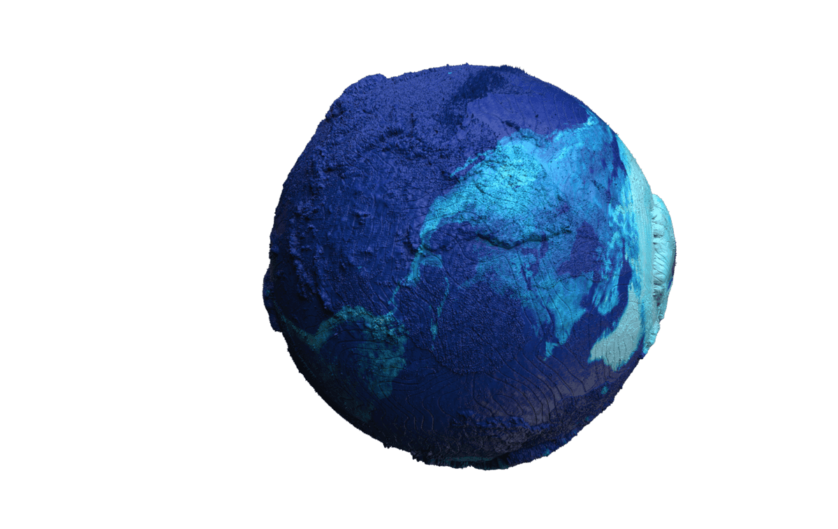 Topographical globe view of Earth