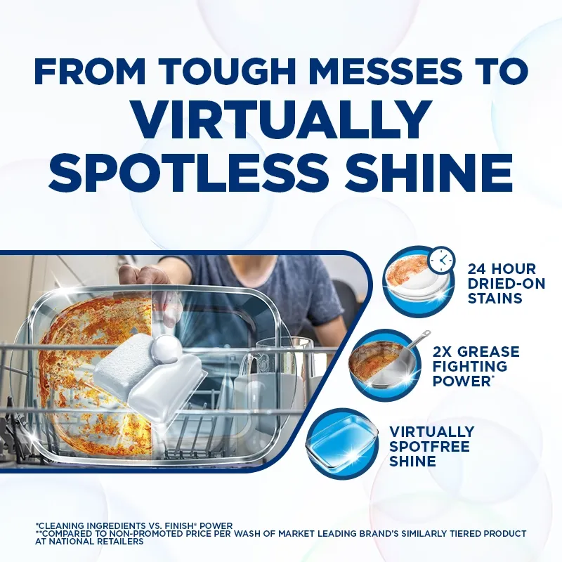 Finish free and clear features on cleaning dishes